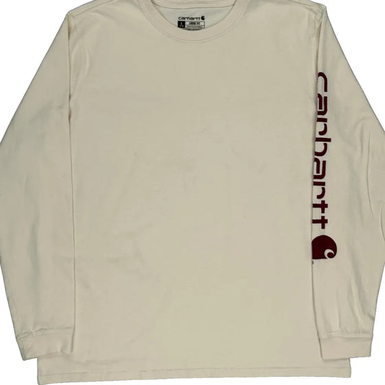 Carhartt Graphic Long Sleeve T-Shirt - Large Cream Cotton