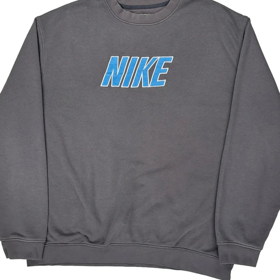 Nike Spellout Sweatshirt - XL Grey Cotton Blend