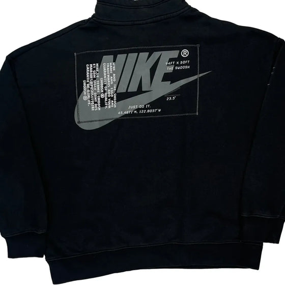 Swoosh Nike Spellout 1/4 Zip - Large Black Cotton Blend