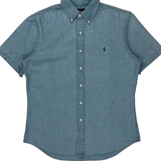 Ralph Lauren Slim Fit Short Sleeve Shirt - Large Blue Cotton