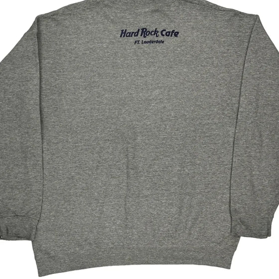 Hard Rock Cafe Ft. Lauderdale Hard Rock Cafe Spellout Sweatshirt - XL Grey Cotton Blend