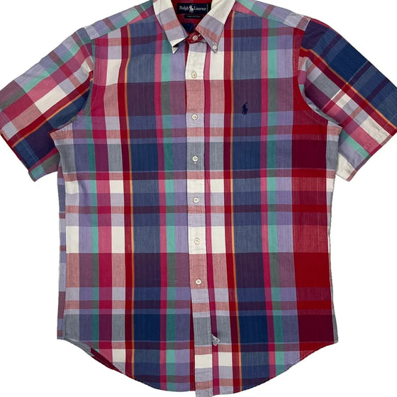 Ralph Lauren Checked Short Sleeve Shirt - Medium Red Cotton