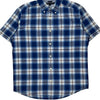 Classic Fit Tommy Hilfiger Checked Short Sleeve Shirt - Medium Blue Cotton