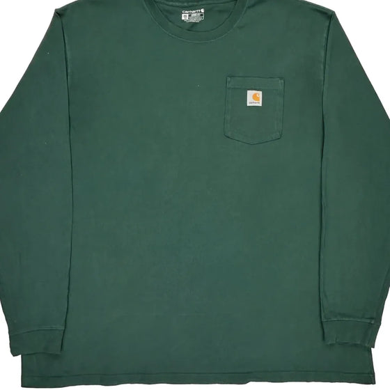 Pocket Carhartt Oversized Long Sleeve T-Shirt - 3XL Green Cotton