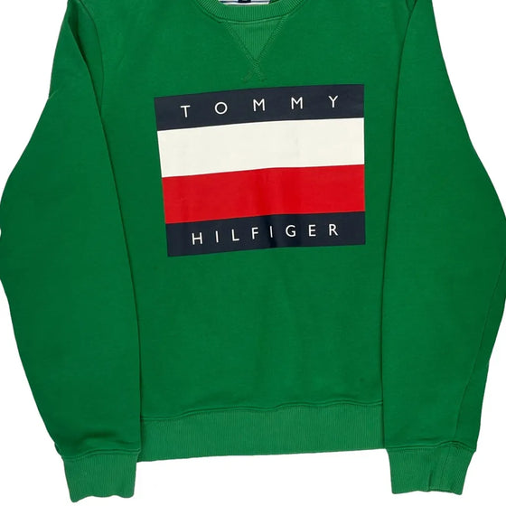 Tommy Hilfiger Spellout Sweatshirt - Medium Green Cotton Blend