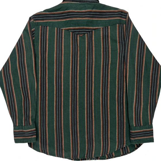 Western Style Wrangler Striped Shirt - Large Green Cotton