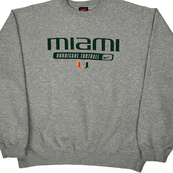 Miami Hurricane Football Nike Sweatshirt - Large Grey Cotton Blend