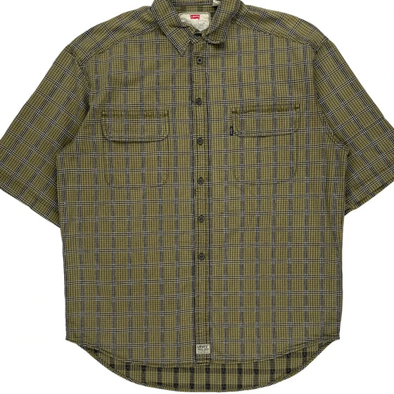 None Levis Checked Short Sleeve Shirt - Large Green Cotton