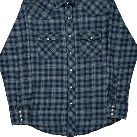 Wrangler Checked Flannel Shirt - Medium Blue Cotton