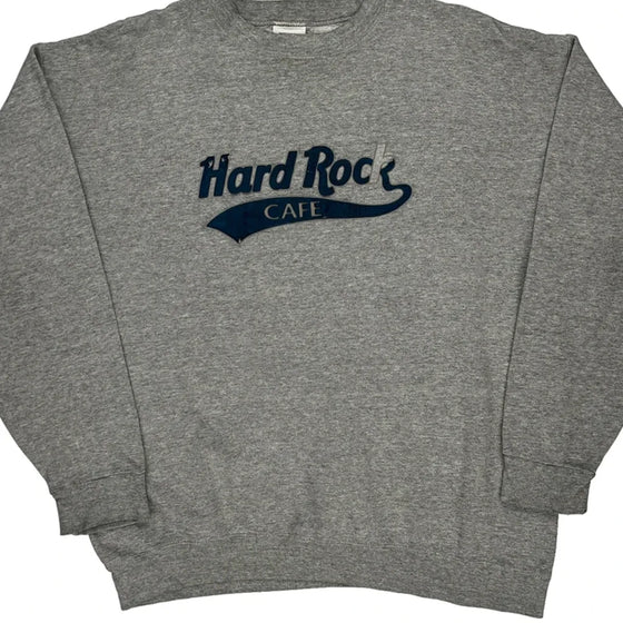 Hard Rock Cafe Ft. Lauderdale Hard Rock Cafe Spellout Sweatshirt - XL Grey Cotton Blend