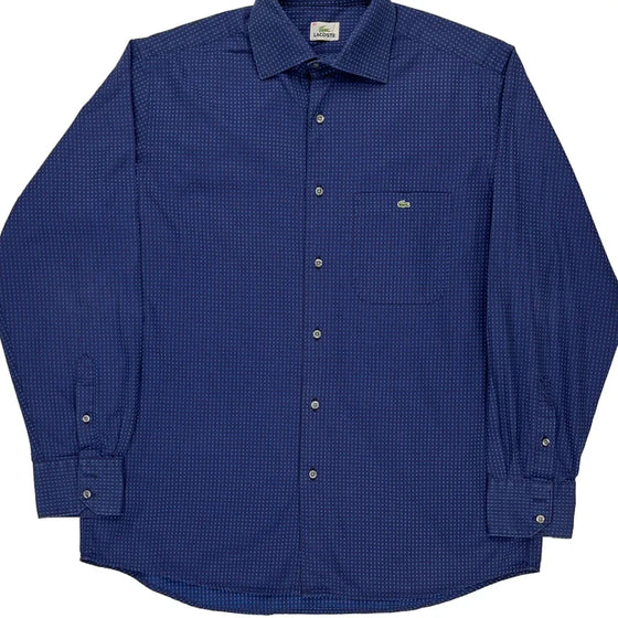 Lacoste Patterned Shirt - Large Blue Cotton