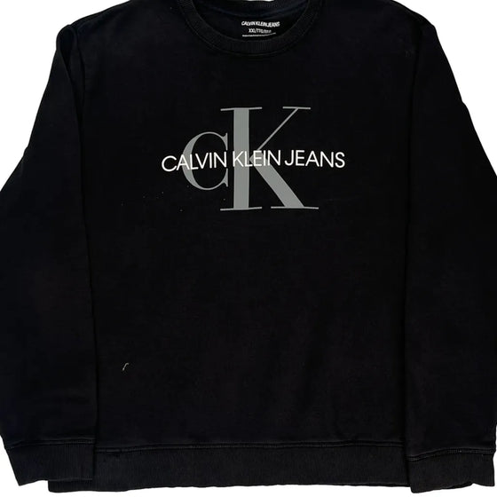 Calvin Klein Jeans Spellout Sweatshirt - 2XL Black Cotton Blend