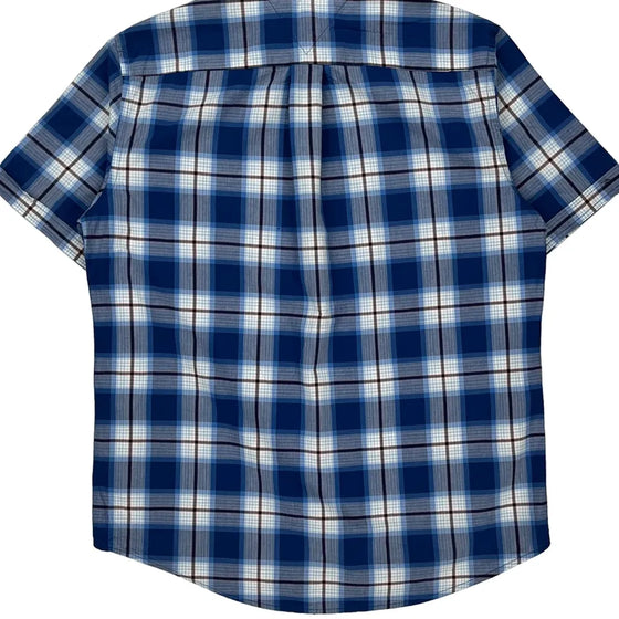 Classic Fit Tommy Hilfiger Checked Short Sleeve Shirt - Medium Blue Cotton