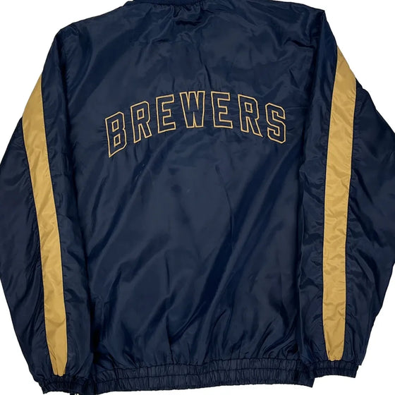 Milwaukee Brewers Mlb Mlb Windbreaker - Large Navy Polyester