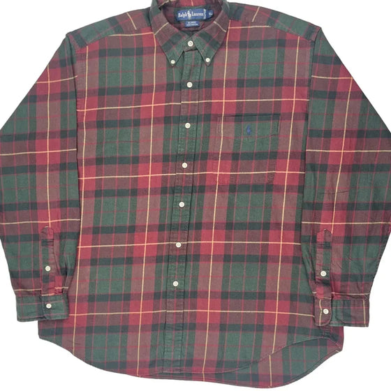 Ralph Lauren Checked Flannel Shirt - XL Red Cotton