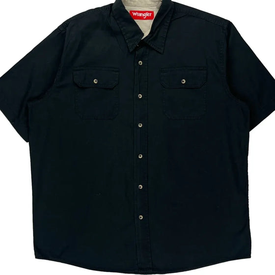 Wrangler Short Sleeve Shirt - Large Black Cotton