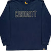 Carhartt Spellout Long Sleeve T-Shirt - Large Navy Cotton