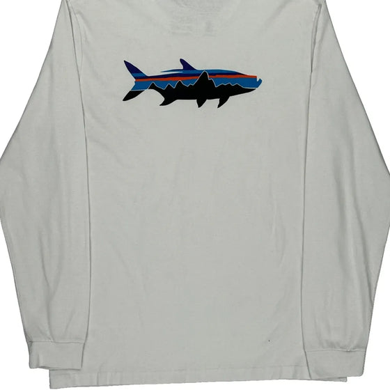 Fish Logo Patagonia T-Shirt - Medium White Cotton Blend