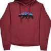 Bear Graphic Patagonia Hoodie - Small Burgundy Cotton Blend