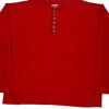 Waffle Marlboro Collared Top - XL Red Cotton