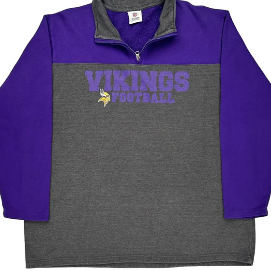 Vikings Football Nfl Graphic 1/4 Zip - 3XL Grey Cotton Blend