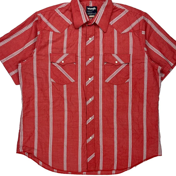 Cowboy Cut Wrangler Collared Short Sleeve Shirt - 2XL Red Cotton