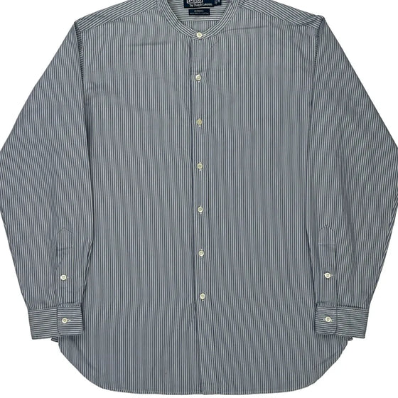 Ralph Lauren Collarless Shirt - Medium Blue Cotton