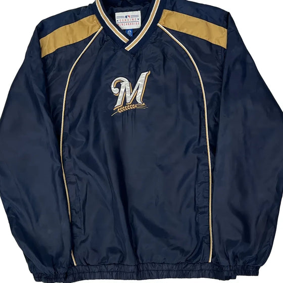 Milwaukee Brewers Mlb Mlb Windbreaker - Large Navy Polyester