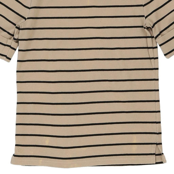 Lauren Ralph Lauren Striped T-Shirt - Small Beige Cotton