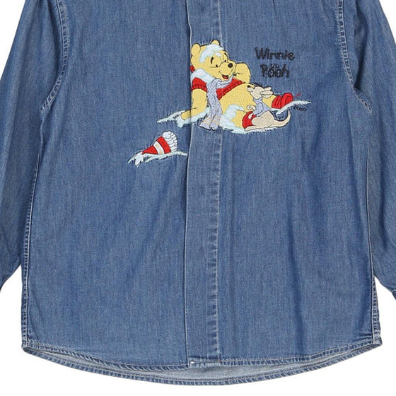 Age 9-10 Winnie the Pooh Emmanuel Schvili Cartoon Denim Shirt - Medium Blue Cotton