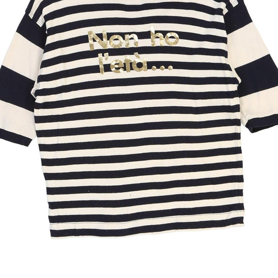 Age 12 Moschino Striped T-Shirt - Medium Navy Cotton