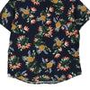 Vintage navy Denim & Flower Hawaiian Shirt - mens large