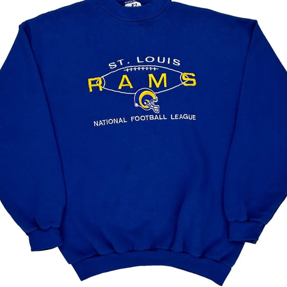 St. Louis Rams Logo Athletics Graphic Sweatshirt - Large Blue Cotton Blend