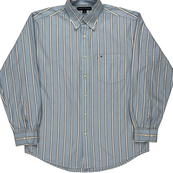 Tommy Hilfiger Striped Shirt - Large Blue Cotton