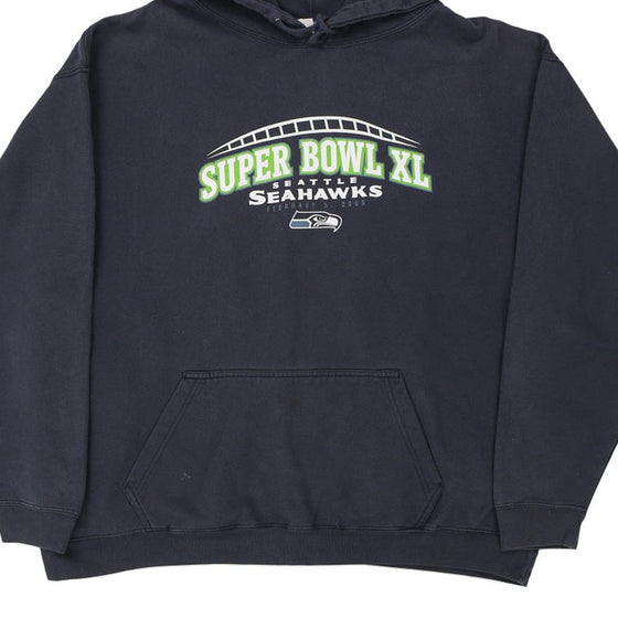 Vintage black Seattle Seahawks Super Bowl XL Reebok Hoodie - mens x-large