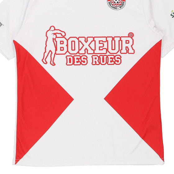 Vintage white FC Sudtirol Bolzano Boxer Des Rues Football Shirt - mens medium