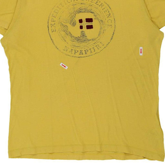 Vintage yellow Napapijri T-Shirt - mens x-large