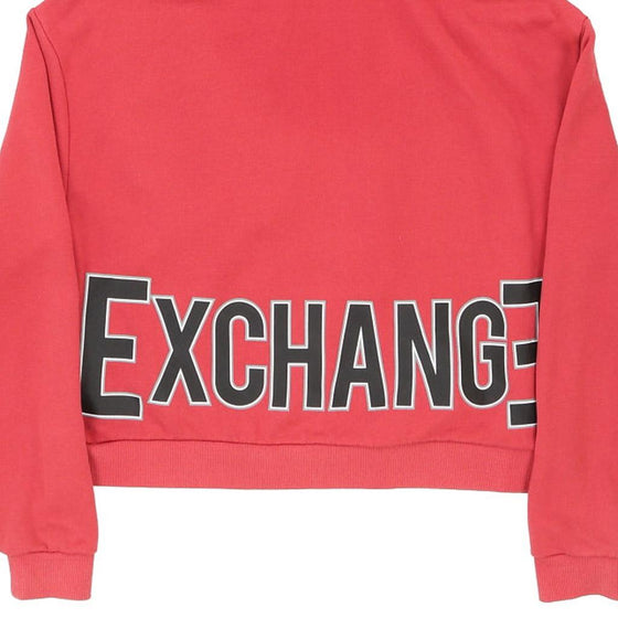 Armani Exchange Spellout Hoodie - Small Pink Cotton Blend