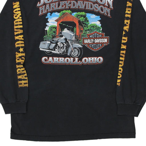 Vintage black Carroll, Ohio Harley Davidson Long Sleeve T-Shirt - mens large