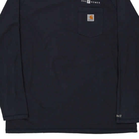 Pre-Loved navy Carhartt Long Sleeve T-Shirt - mens x-large