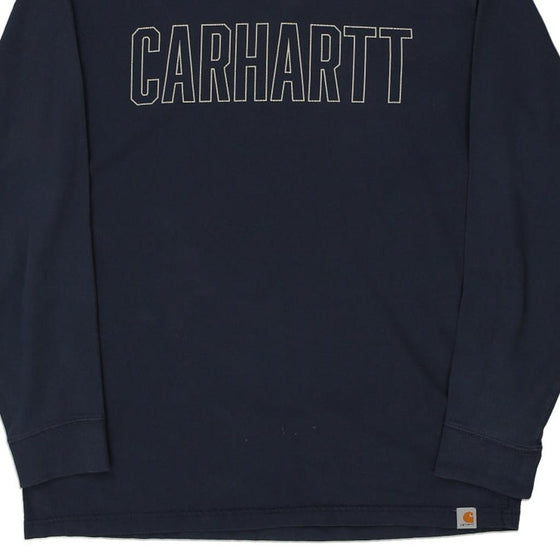 Pre-Loved navy Carhartt Long Sleeve T-Shirt - mens medium