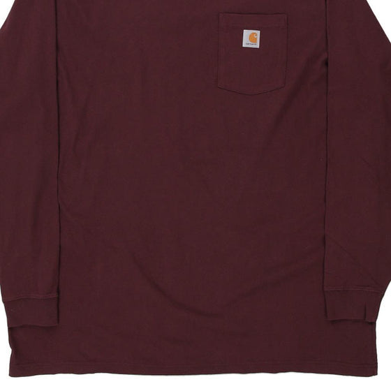 Pre-Loved burgundy Carhartt Long Sleeve T-Shirt - mens xx-large