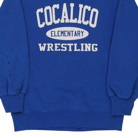 Vintage blue Age 13 Cocalico Elementary Wrestling Fruit Of The Loom Sweatshirt - boys small