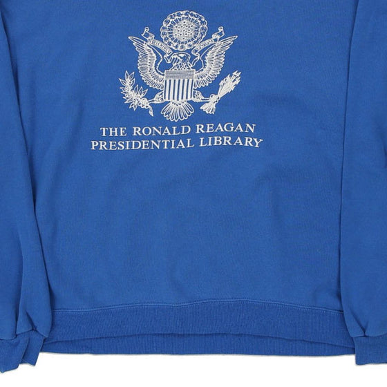 Vintage blue 1980s The Ronald Reagan Presidential Library Hanes Sweatshirt - mens x-large