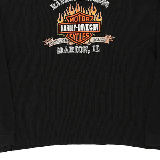 Vintage black Marion, Illinois Harley Davidson Long Sleeve T-Shirt - mens x-large