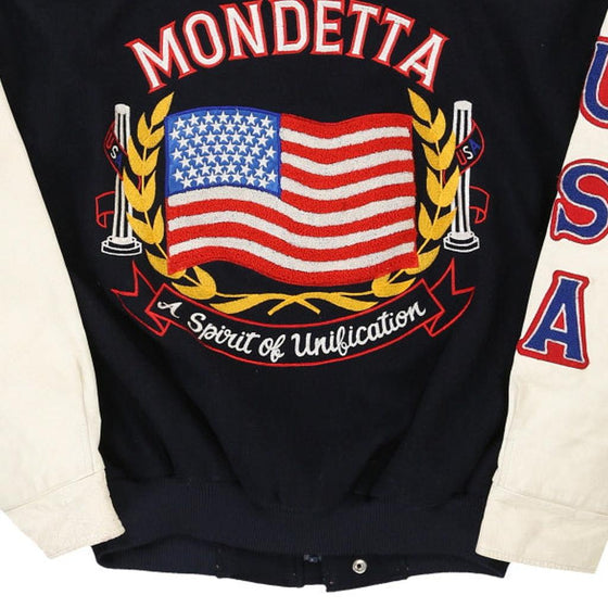 Vintage navy USA Mondetta Varsity Jacket - mens medium