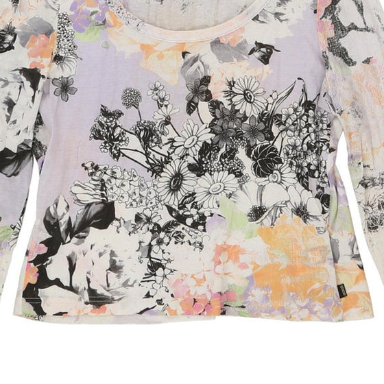 Just Cavalli Floral Long Sleeve Top - Medium White Cotton