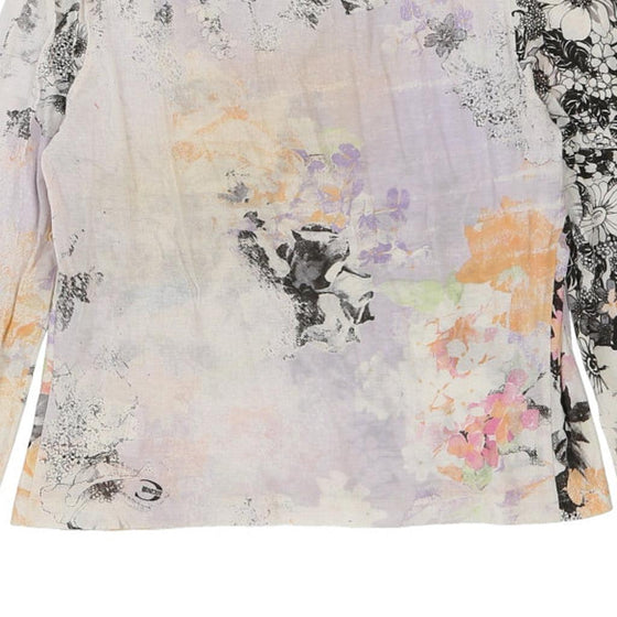 Just Cavalli Floral Long Sleeve Top - Medium White Cotton