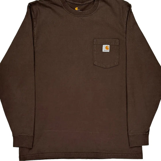 Pocket Carhartt Long Sleeve T-Shirt - Large Brown Cotton