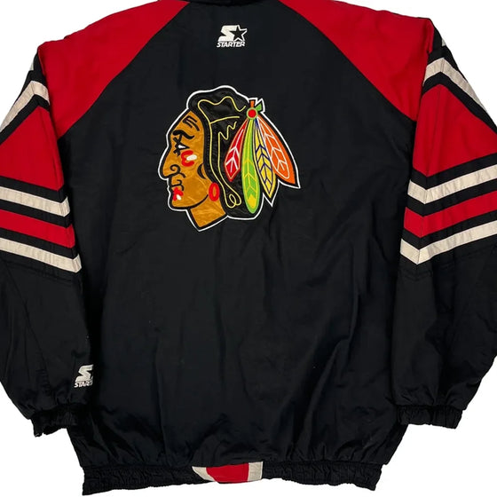 Chicago Blackhawks Starter Nhl Jacket - Large Black Nylon